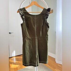 Madewell Olive Green Ruffle Sleeve Shorts Romper